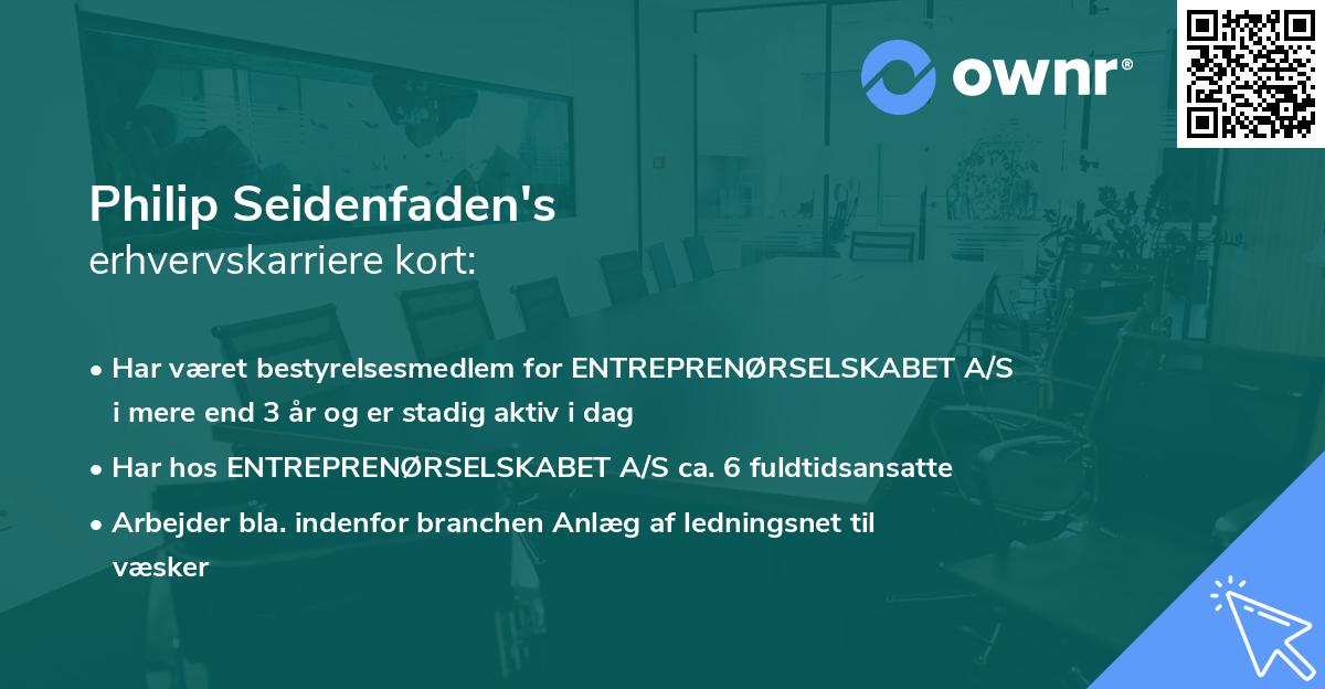 Philip Seidenfaden's erhvervskarriere kort