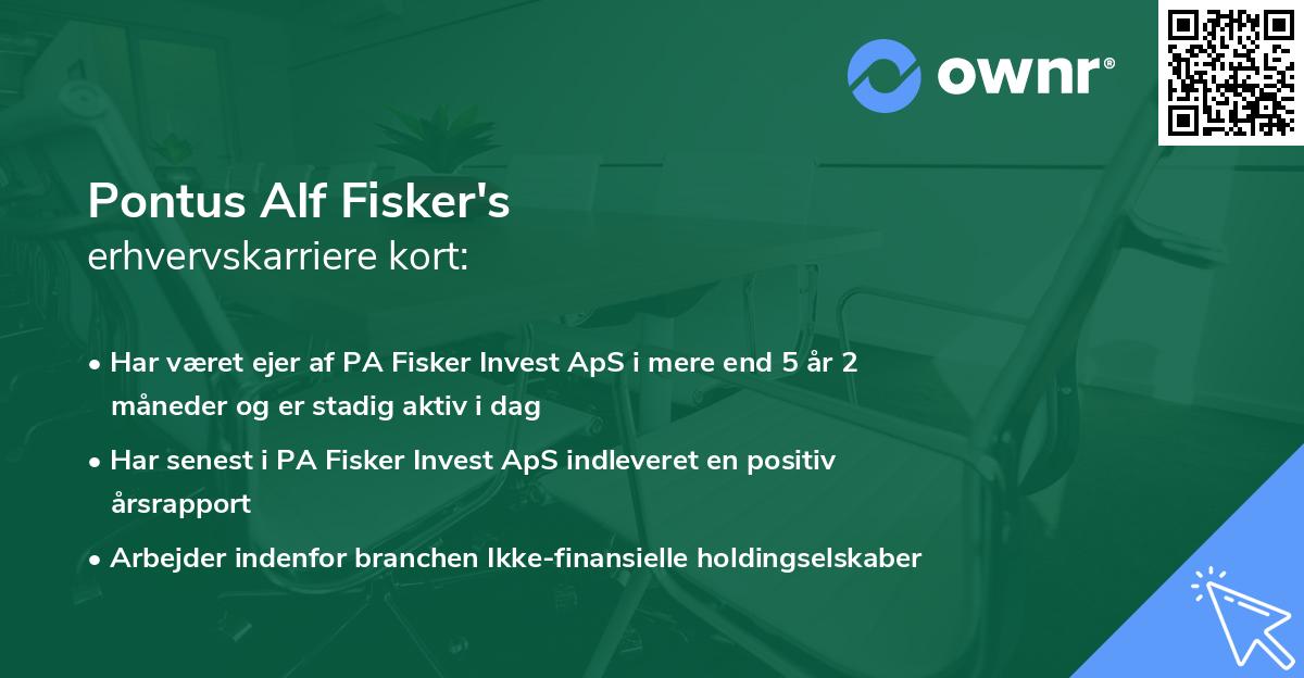 Pontus Alf Fisker's erhvervskarriere kort
