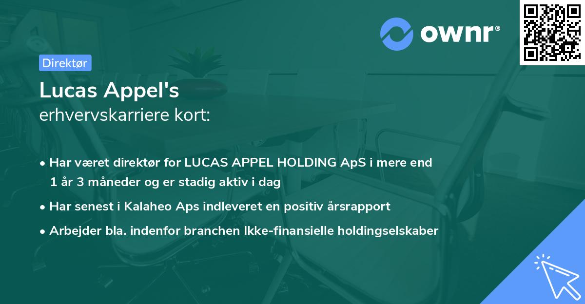 Lucas Appel's erhvervskarriere kort