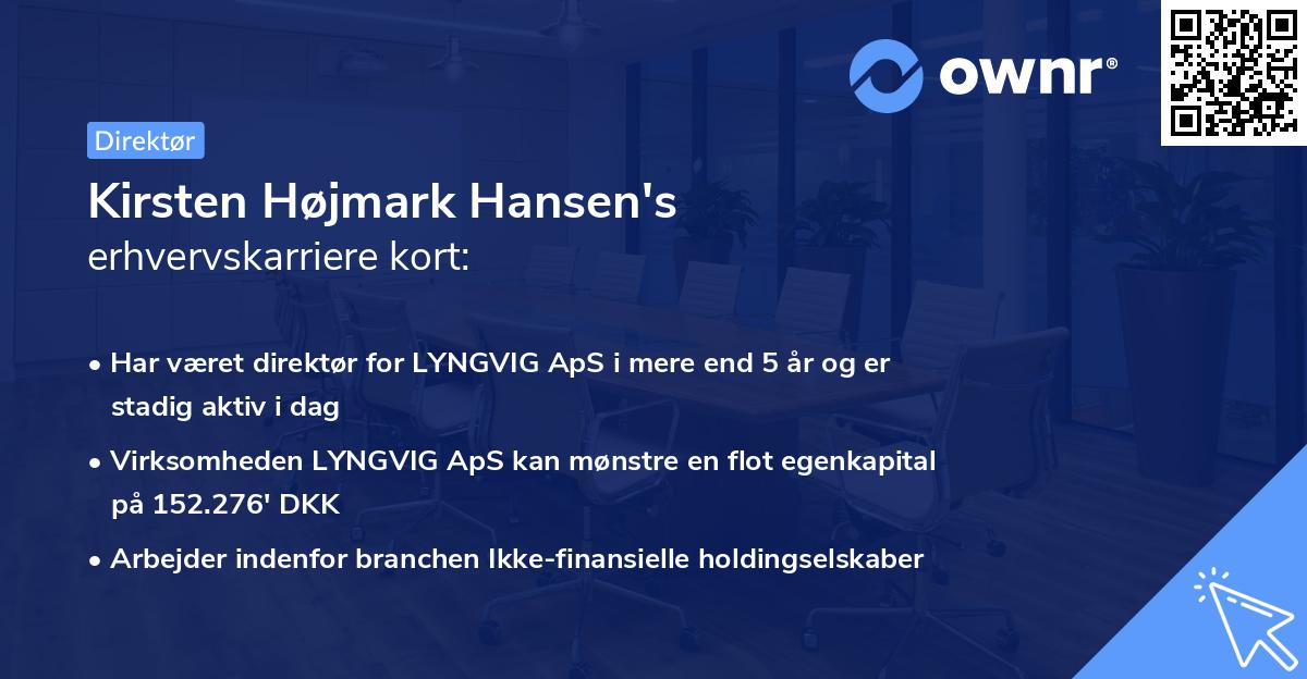 Kirsten Højmark Hansen's erhvervskarriere kort