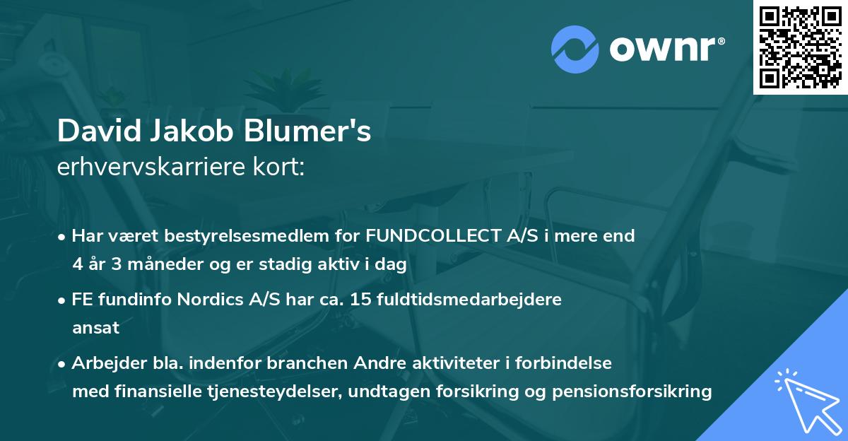 David Jakob Blumer's erhvervskarriere kort