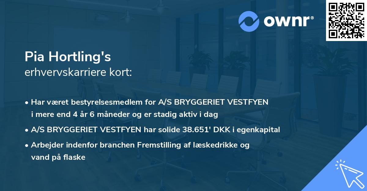 Pia Hortling's erhvervskarriere kort