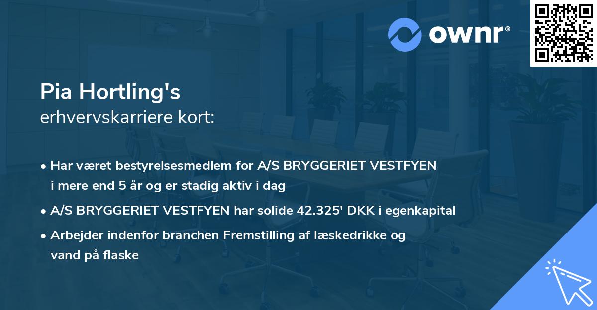 Pia Hortling's erhvervskarriere kort