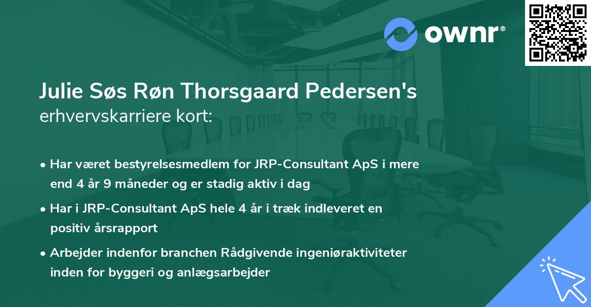 Julie Søs Røn Thorsgaard Pedersen's erhvervskarriere kort