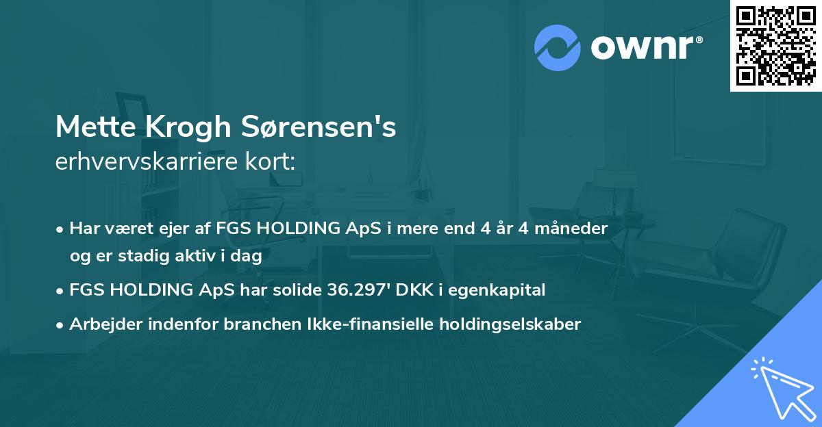 Mette Krogh Sørensen's erhvervskarriere kort