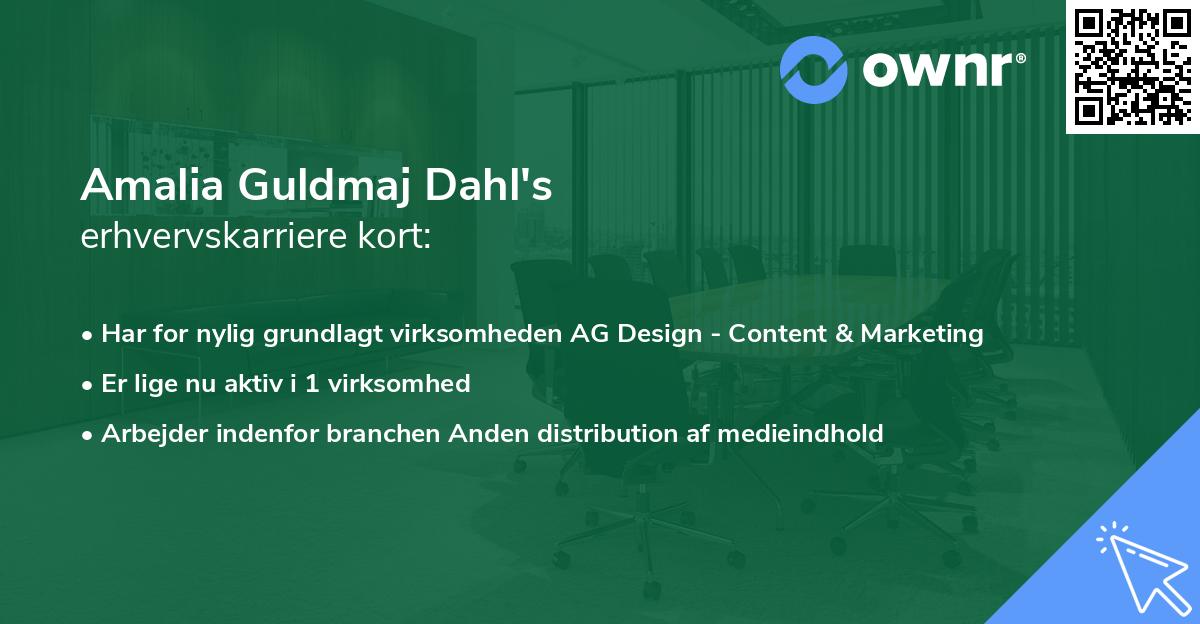 Amalia Guldmaj Dahl's erhvervskarriere kort