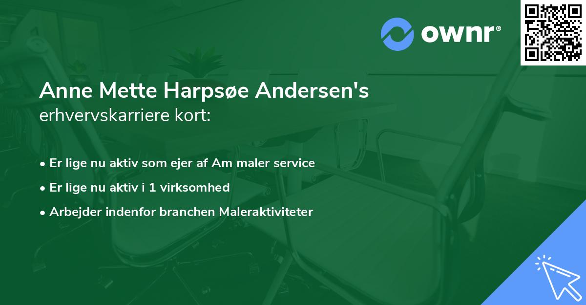 Anne Mette Harpsøe Andersen's erhvervskarriere kort