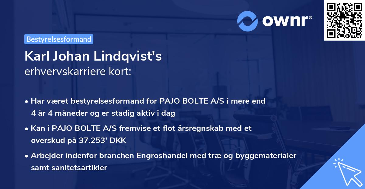 Karl Johan Lindqvist's erhvervskarriere kort