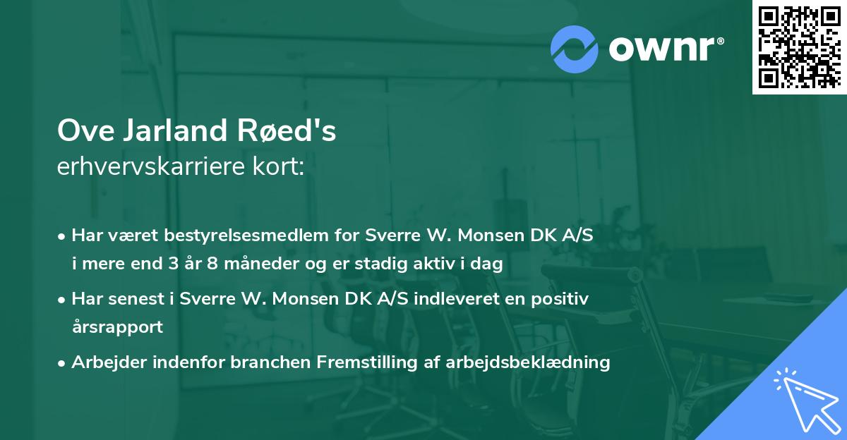 Ove Jarland Røed's erhvervskarriere kort