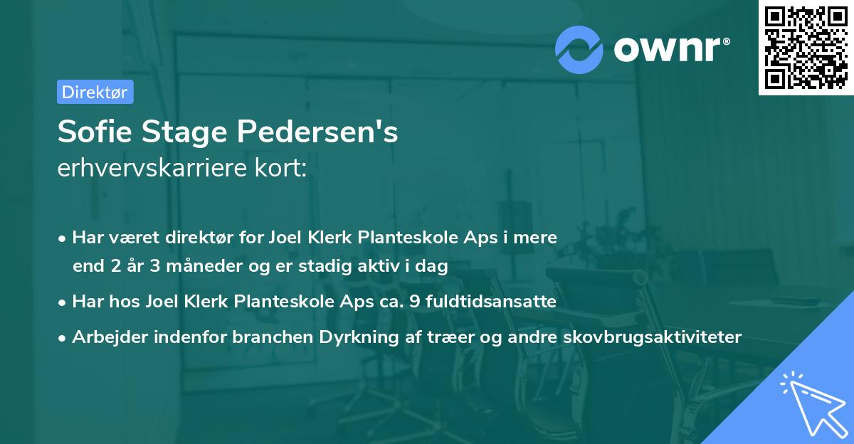 Sofie Stage Pedersen's erhvervskarriere kort