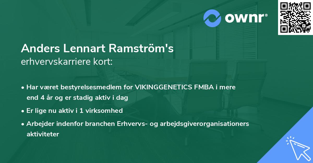 Anders Lennart Ramström's erhvervskarriere kort