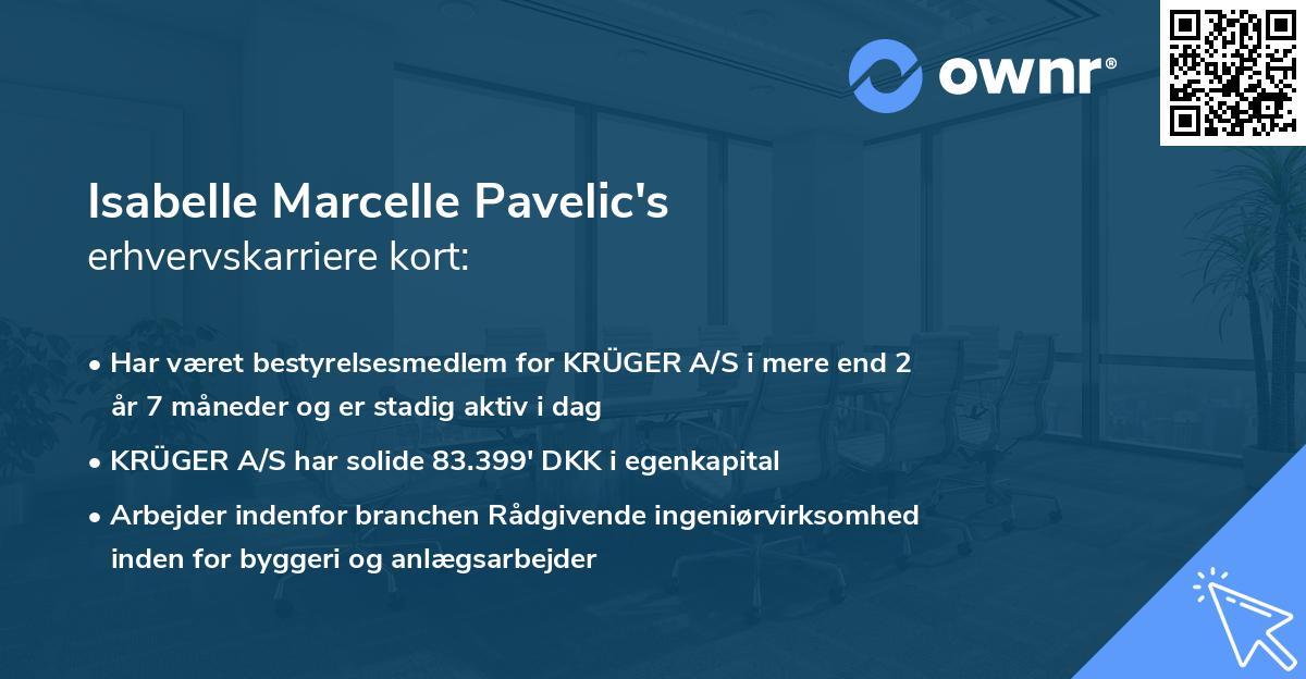 Isabelle Marcelle Pavelic's erhvervskarriere kort