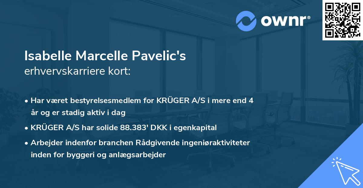 Isabelle Marcelle Pavelic's erhvervskarriere kort