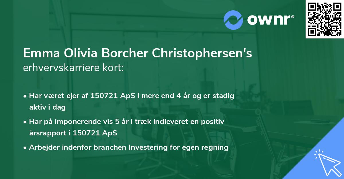 Emma Olivia Borcher Christophersen's erhvervskarriere kort