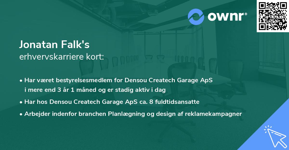 Jonatan Falk's erhvervskarriere kort