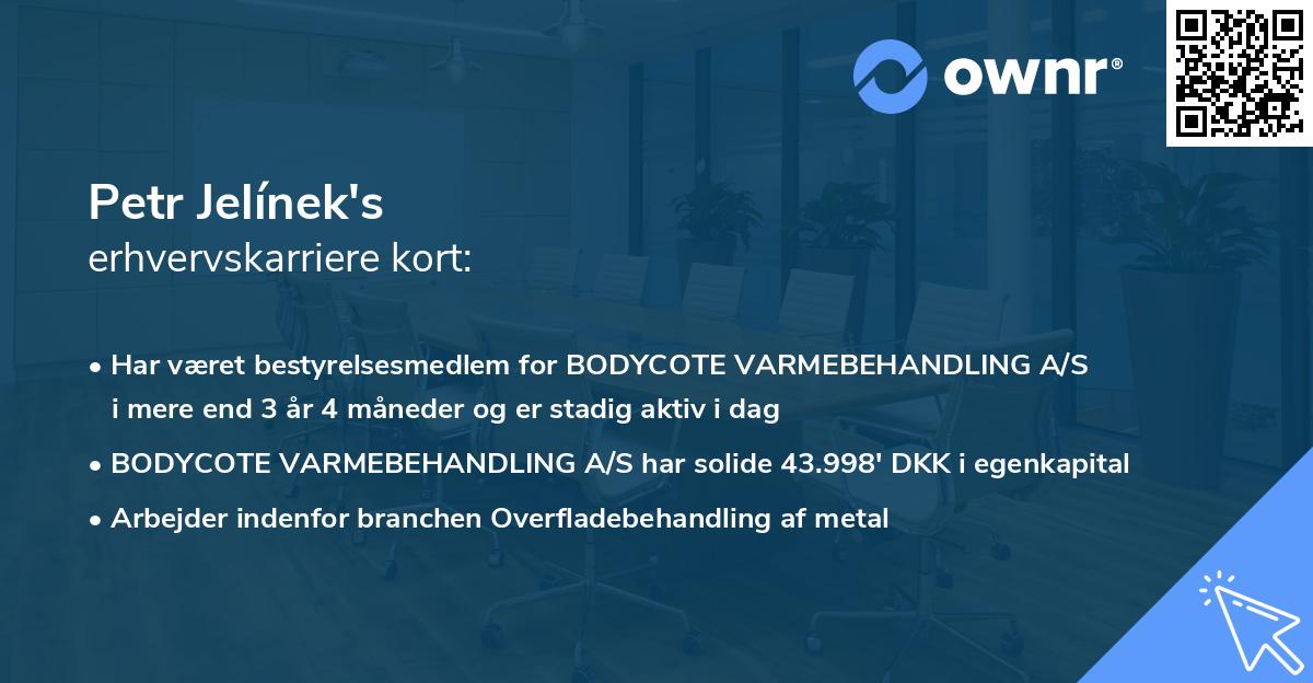 Petr Jelínek's erhvervskarriere kort