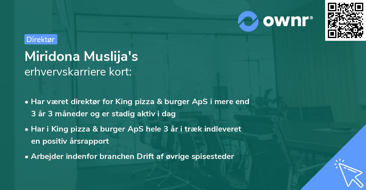 Miridona Muslija's erhvervskarriere kort