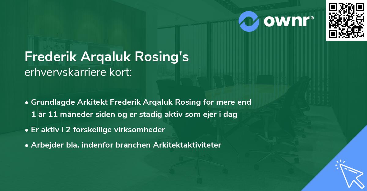Frederik Arqaluk Rosing's erhvervskarriere kort