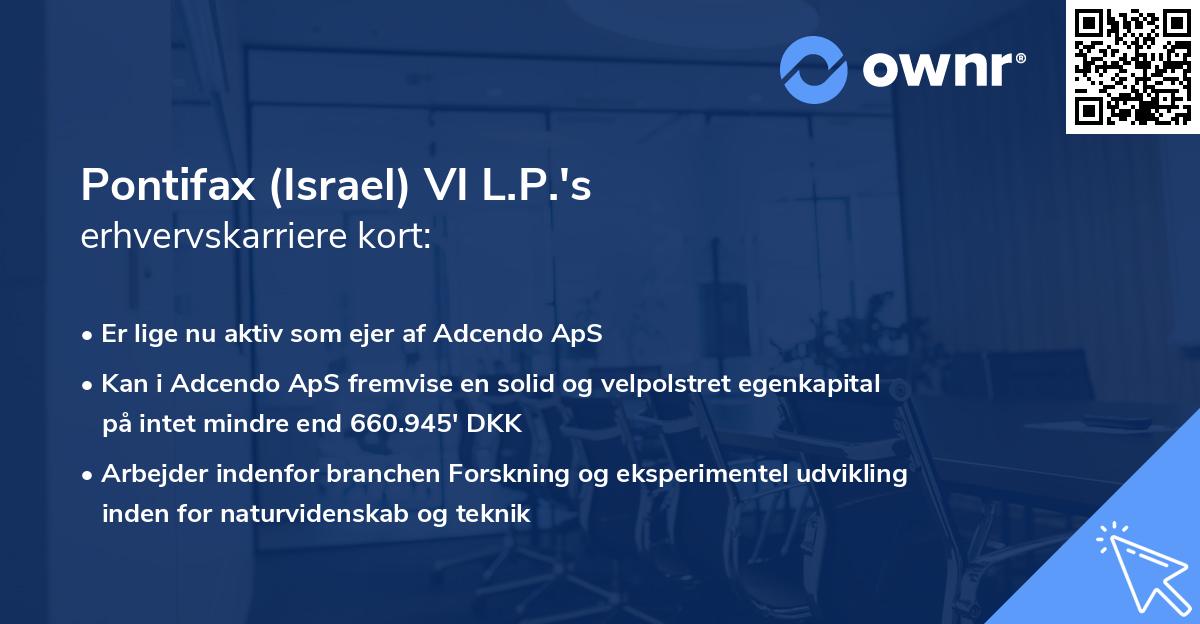 Pontifax (Israel) VI L.P.'s erhvervskarriere kort