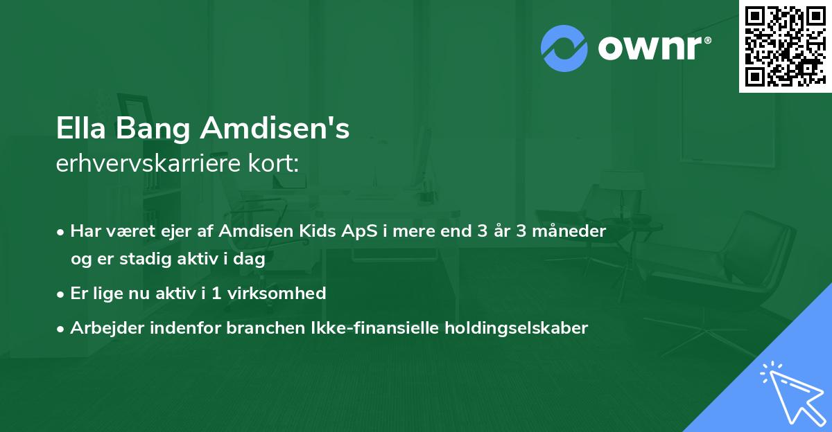Ella Bang Amdisen's erhvervskarriere kort