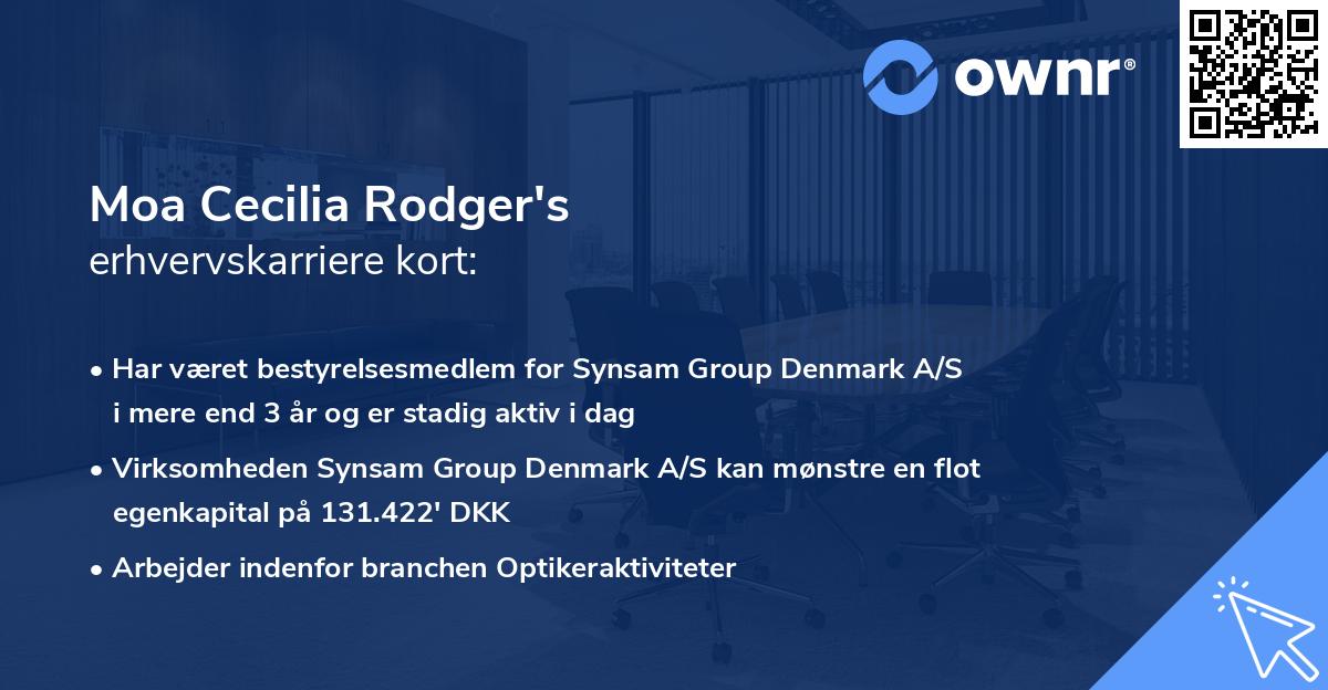 Moa Cecilia Rodger's erhvervskarriere kort