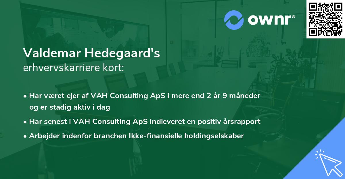 Valdemar Hedegaard's erhvervskarriere kort