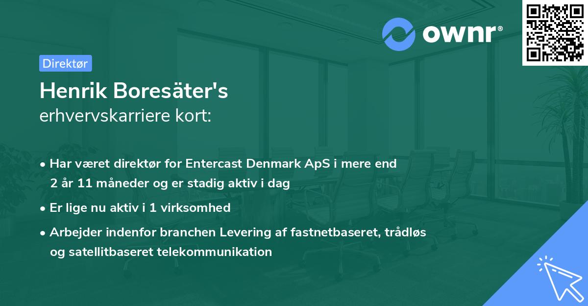 Henrik Boresäter's erhvervskarriere kort