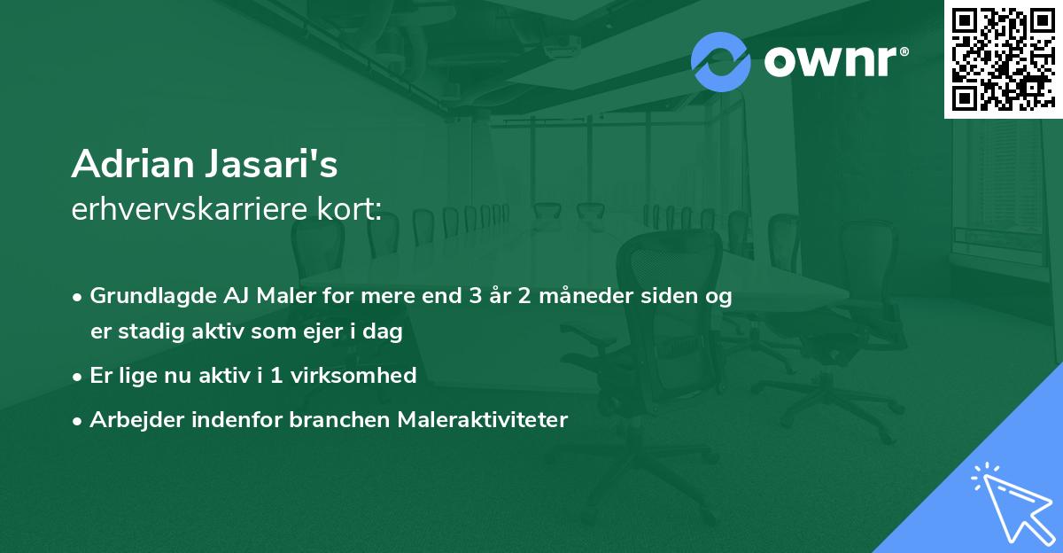 Adrian Jasari's erhvervskarriere kort