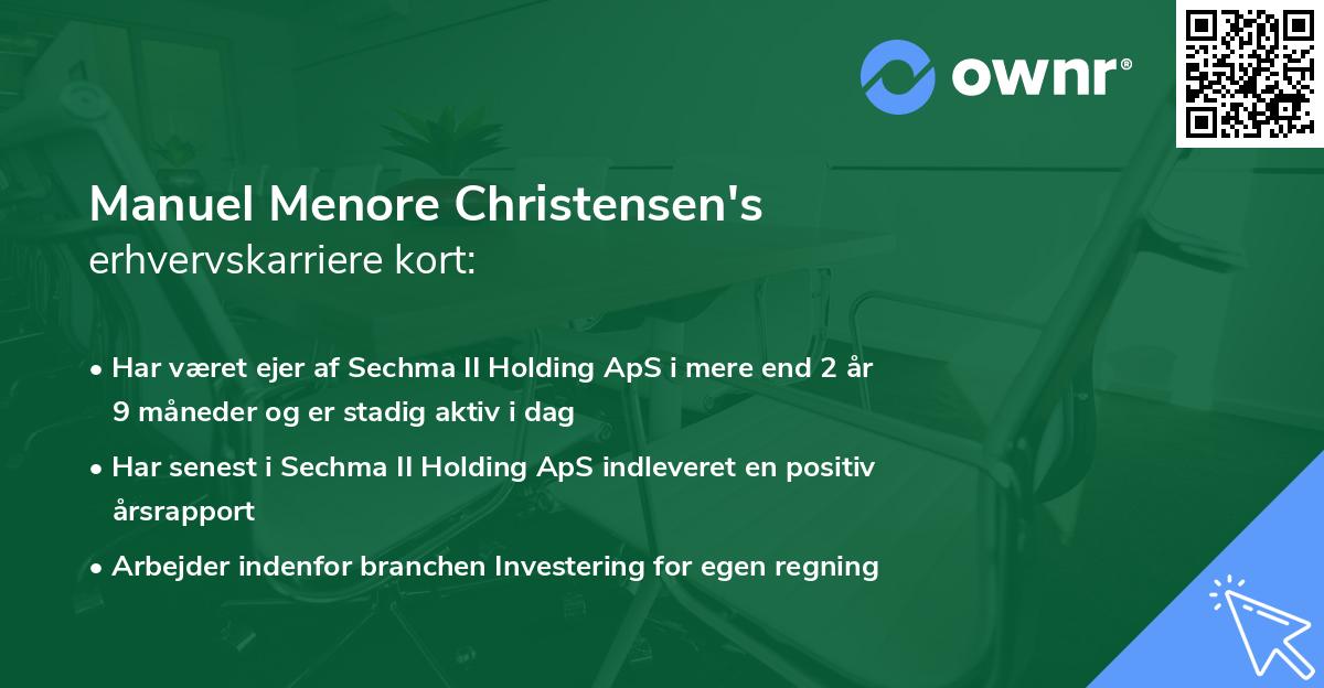 Manuel Menore Christensen's erhvervskarriere kort