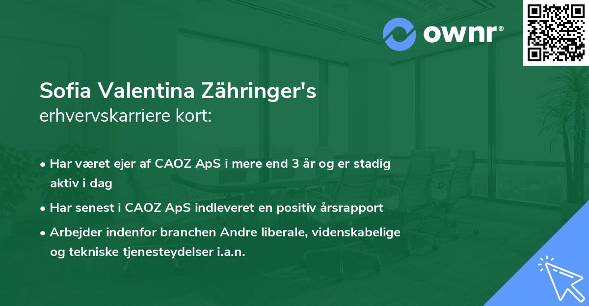 Sofia Valentina Zähringer's erhvervskarriere kort