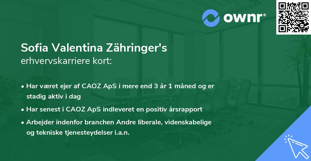 Sofia Valentina Zähringer's erhvervskarriere kort