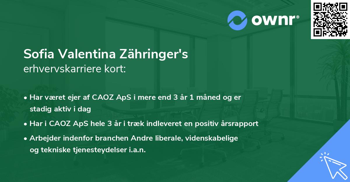 Sofia Valentina Zähringer's erhvervskarriere kort