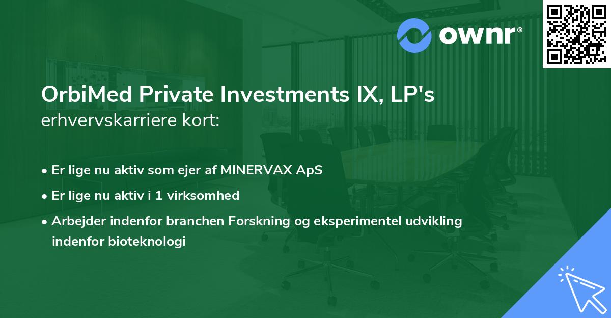 OrbiMed Private Investments IX, LP's erhvervskarriere kort
