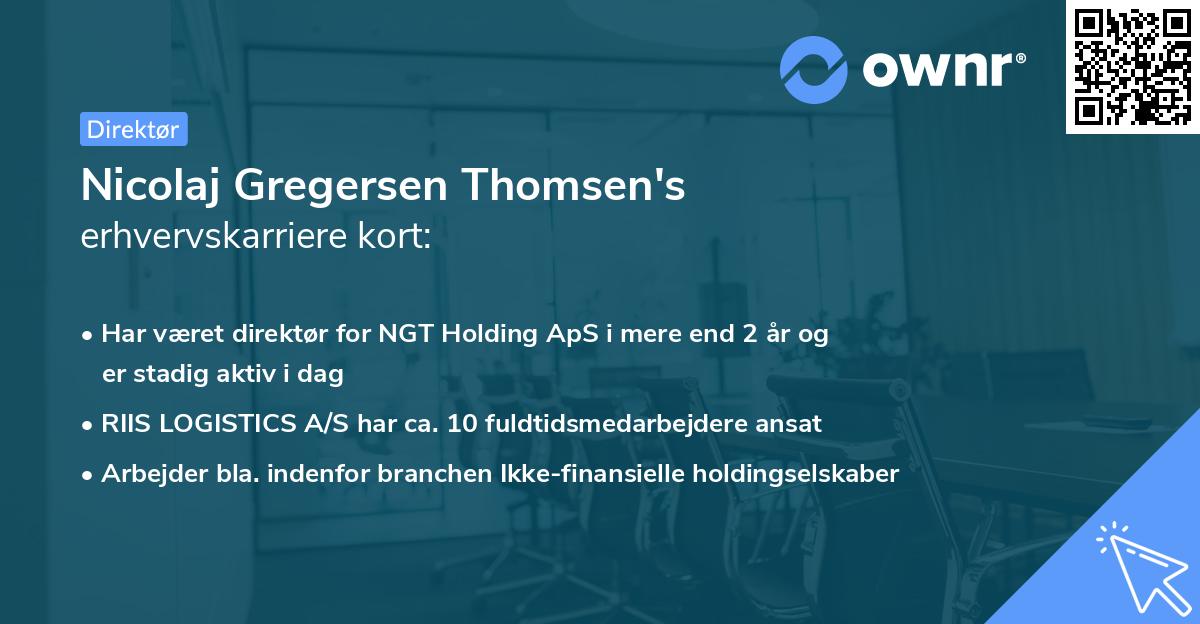 Nicolaj Gregersen Thomsen's erhvervskarriere kort