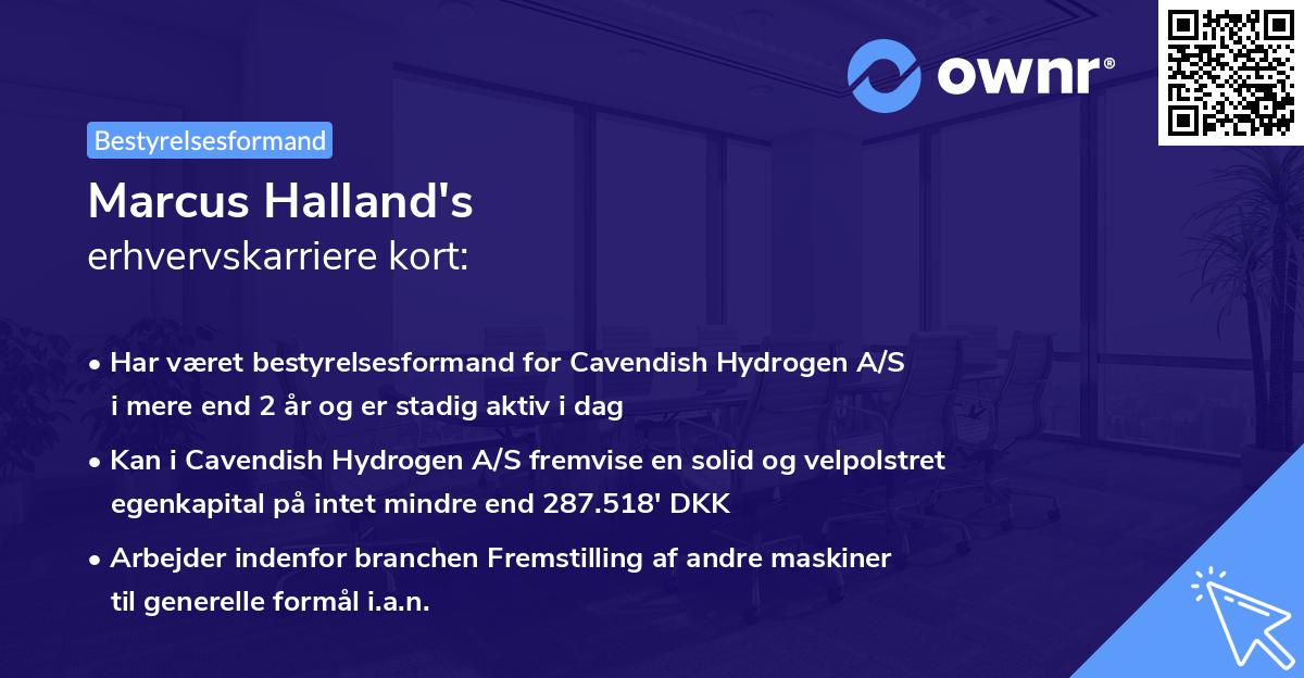 Marcus Halland's erhvervskarriere kort