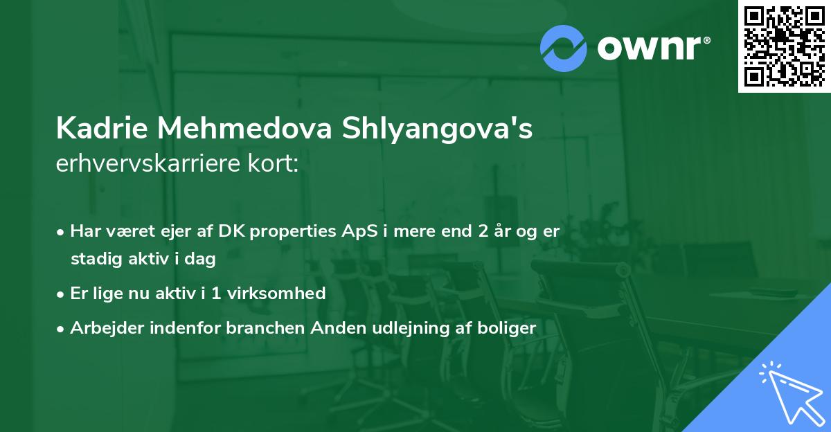 Kadrie Mehmedova Shlyangova's erhvervskarriere kort