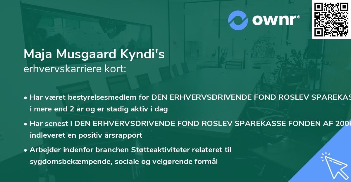 Maja Musgaard Kyndi's erhvervskarriere kort