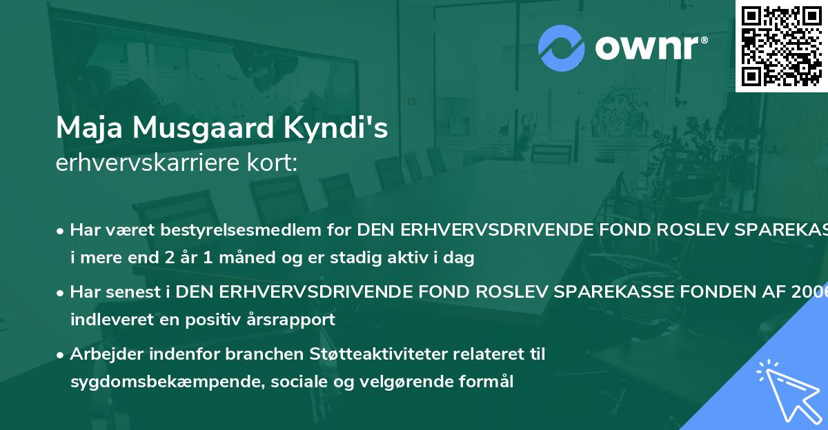 Maja Musgaard Kyndi's erhvervskarriere kort