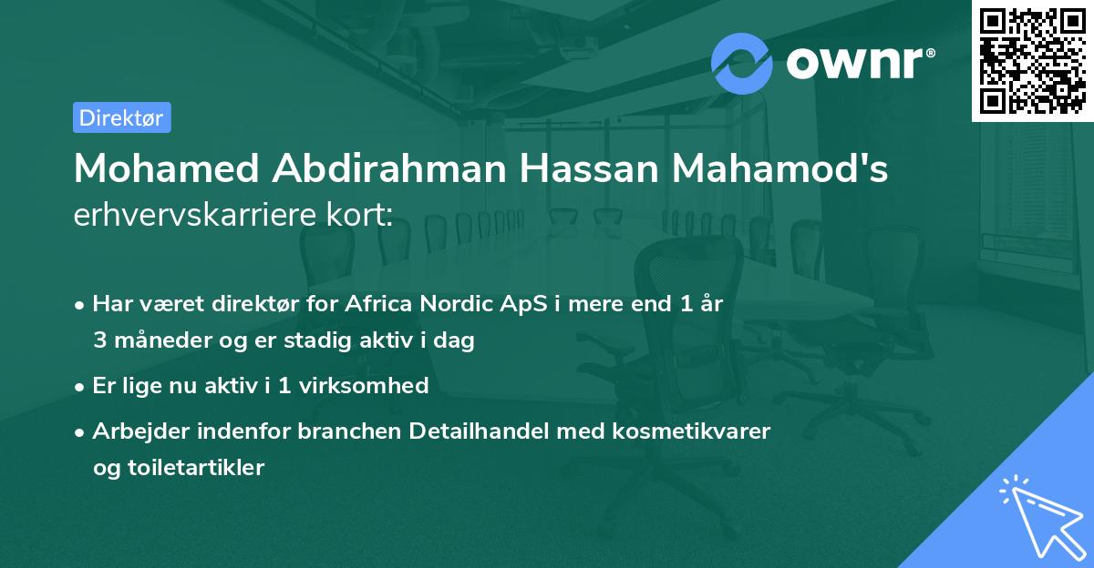 Mohamed Abdirahman Hassan Mahamod's erhvervskarriere kort
