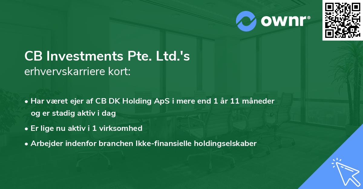CB Investments Pte. Ltd.'s erhvervskarriere kort