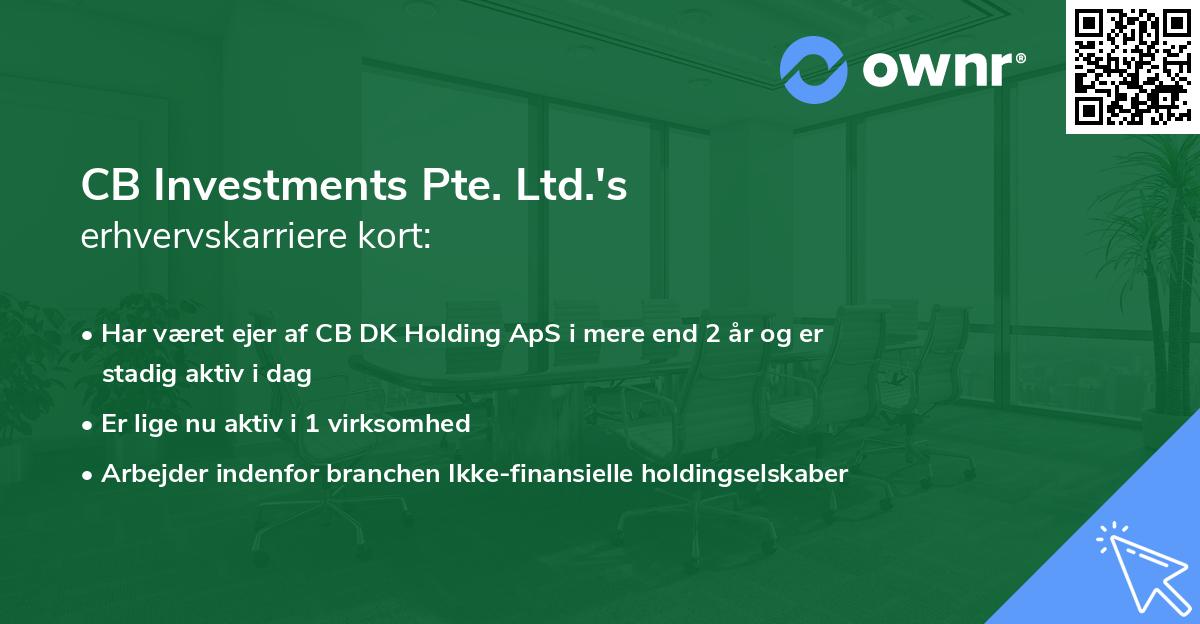 CB Investments Pte. Ltd.'s erhvervskarriere kort
