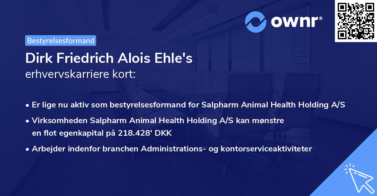 Dirk Friedrich Alois Ehle's erhvervskarriere kort