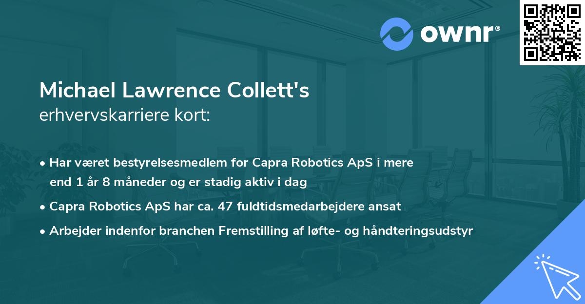 Michael Lawrence Collett's erhvervskarriere kort