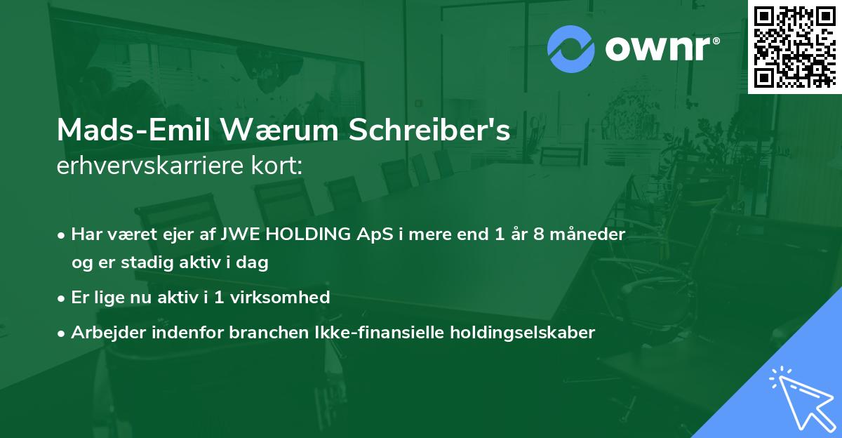 Mads-Emil Wærum Schreiber's erhvervskarriere kort