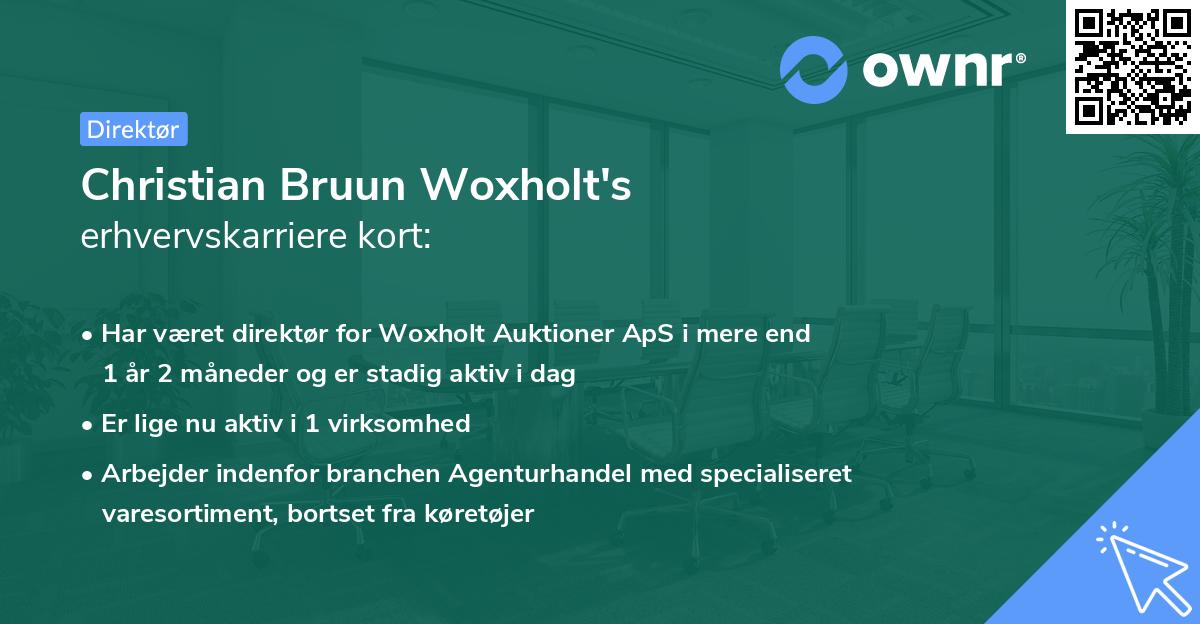 Christian Bruun Woxholt's erhvervskarriere kort