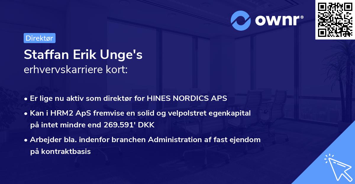 Staffan Erik Unge's erhvervskarriere kort