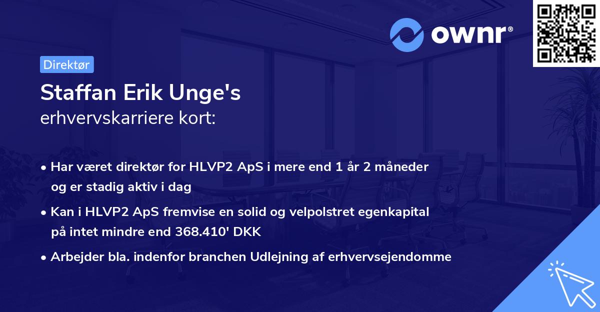 Staffan Erik Unge's erhvervskarriere kort