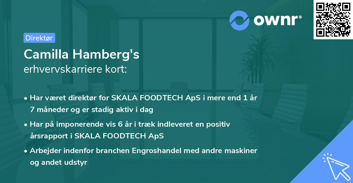 Camilla Hamberg's erhvervskarriere kort