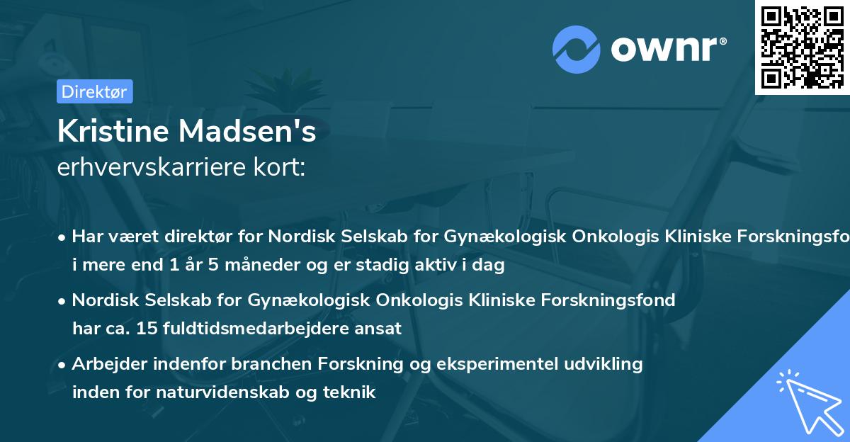 Kristine Madsen's erhvervskarriere kort