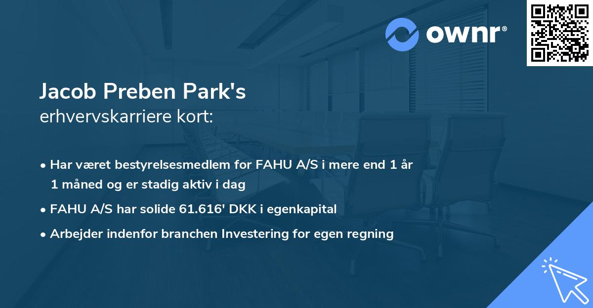 Jacob Preben Park's erhvervskarriere kort